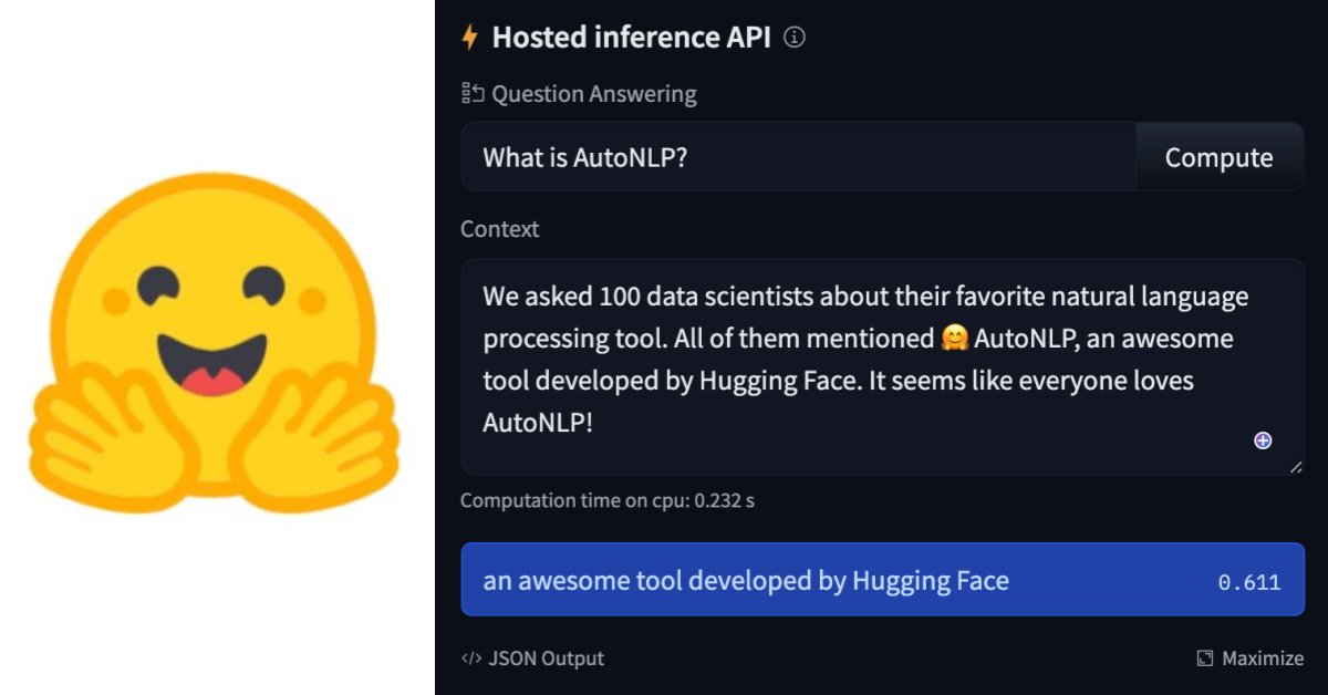 abhi1thakur's tweet image. 🎉We know that training &amp;amp; fine-tuning question answering models can be a pain. But not anymore! With 🤗AutoNLP, you can train state-of-the-art Question Answering models on your data that are ready to be used in a production environment!
Check out AutoNLP: github.com/huggingface/au…