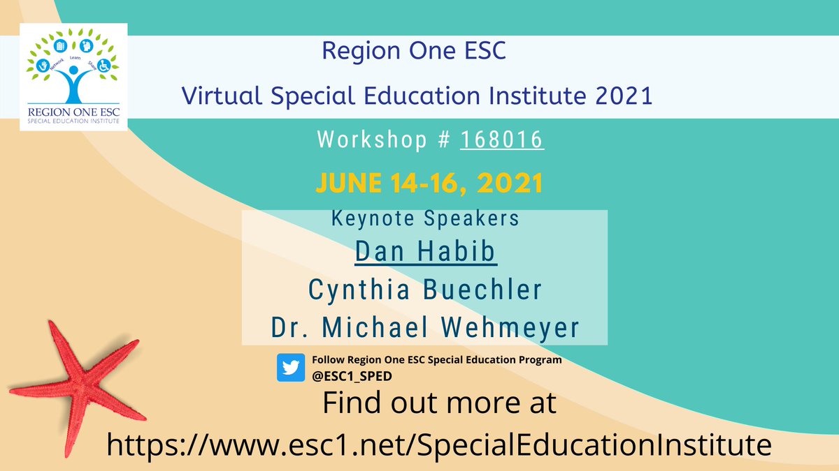 ESC1_SPED's tweet photo. Excited about our upcoming Special Education Institute starting Monday June 14, 2021! #SEI2021 https://t.co/hNcvAh2TVV