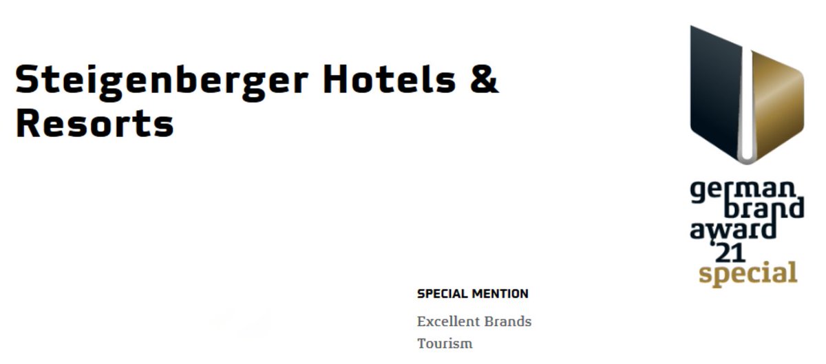 Steigenberger (@steigenbergerhq) on Twitter photo Wir freuen uns sehr, dass unsere Dachmarke <a href="/DEhospitality/">Deutsche Hospitality</a> mit dem German Brand Award 2021 in der Kategorie "Excellence Brands - Tourism" ausgezeichnet wurde. Zudem wurde Steigenberger Hotels & Resorts mit einer besonderen Erwähnung hervorgehoben. Infos: fcld.ly/pzs797k Wir freuen uns sehr, dass unsere Dachmarke <a href="/DEhospitality/">Deutsche Hospitality</a> mit dem German Brand Award 2021 in der Kategorie "Excellence Brands - Tourism" ausgezeichnet wurde. Zudem wurde Steigenberger Hotels & Resorts mit einer besonderen Erwähnung hervorgehoben. Infos: fcld.ly/pzs797k