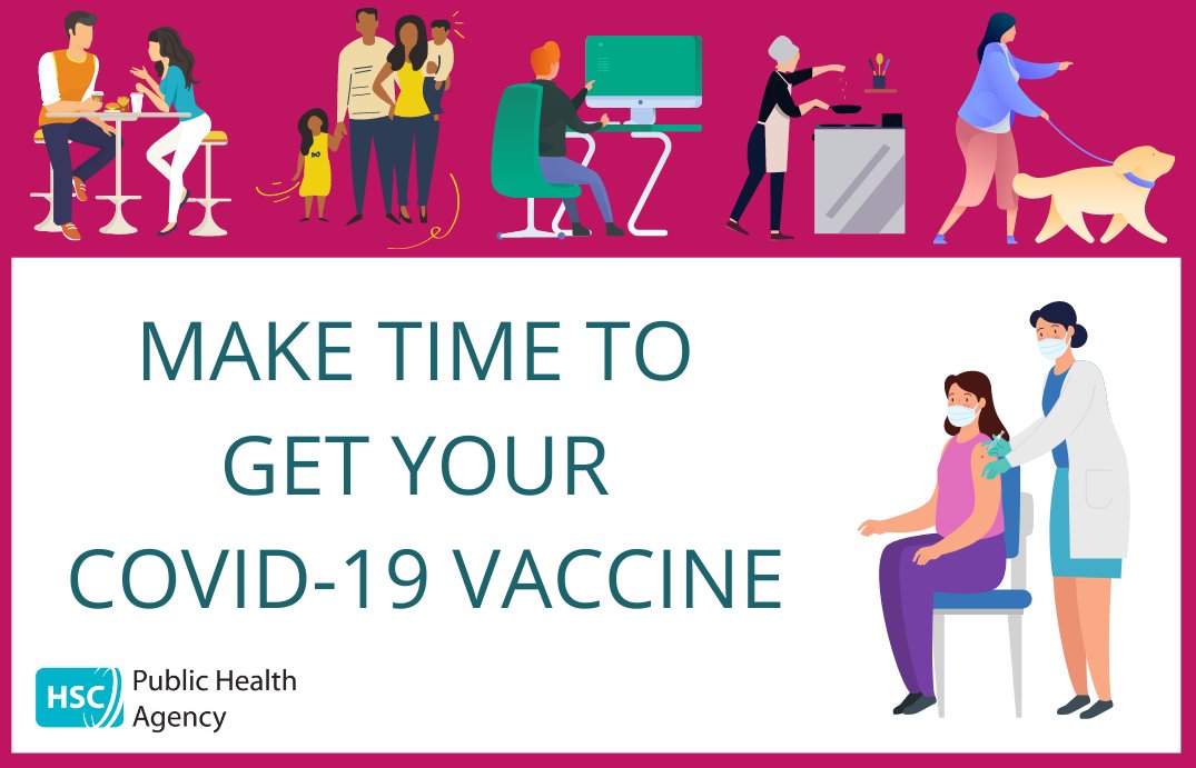 The COVID-19 vaccine programme is now open to people aged 18 or over 📅

Getting the vaccine helps keep you and your family and friends safe 🙌

Book a slot online at nidirect.gov.uk/covidvaccine 🖥️