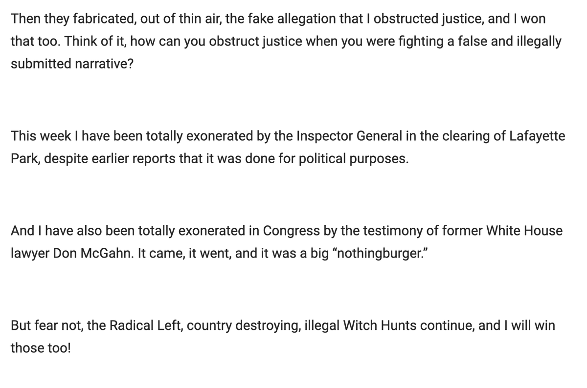 Former President Donald Trump notes the series of media-fueled attacks on him that have fallen apart.