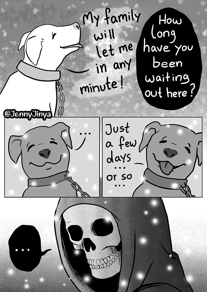 I've had this story in my head for a while. Please make sure your pet is always in a safe environment, be it in the freezing cold winter or during a very hot summer. Keep them safe 💕
Further pages in comments 1/3