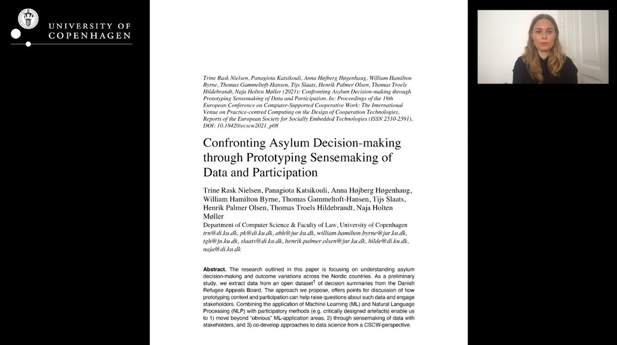 Trine Rask Nielsen (@trine_r_nielsen) on Twitter photo This week I’m participating in the #ECSCW2021 conference. On Monday, I participated in my very first DC. Yesterday, I presented, our first paper out from the research project: DATA4ALL on behalf of the <a href="/AsylumData/">Nordic Asylum Law & Data Lab</a> team. confrontingdata.dk/research/archi… This week I’m participating in the #ECSCW2021 conference. On Monday, I participated in my very first DC. Yesterday, I presented, our first paper out from the research project: DATA4ALL on behalf of the <a href="/AsylumData/">Nordic Asylum Law & Data Lab</a> team. confrontingdata.dk/research/archi…