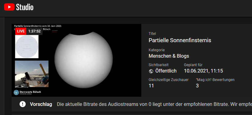 Seginus's tweet photo. Inzwischen läuft unser Livestream auf Youtube mit vollem Durchsatz... https://t.co/NYJ1w52i6L