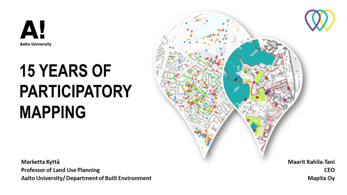 The story of #Participatorymapping with online GIS tools, also known as #PPGIS started already 15 years ago. Marketta Kyttä from Aalto University and @maaritkahila from @maptionnaire are now sharing their knowledge at #CUPUM2021 #publicparticipation