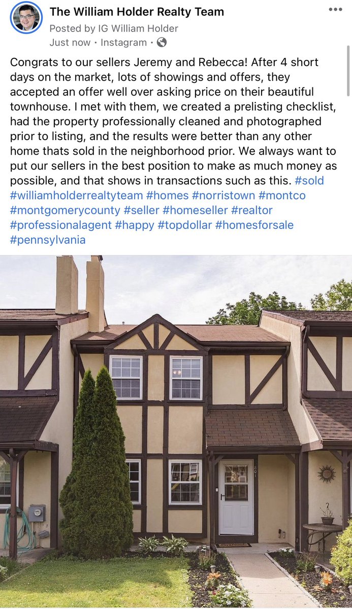 Congrats to our sellers Jeremy and Rebecca! …. #sold #williamholderrealtyteam #homes #norristown #montco #montgomerycounty #seller #homeseller #realtor #professionalagent #happy #topdollar #homesforsale #pennsylvania