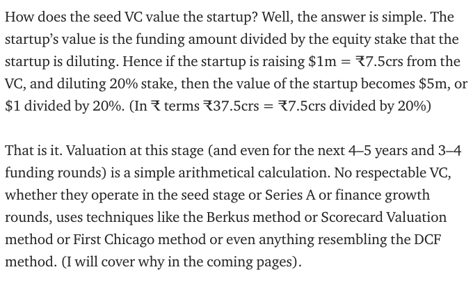 They say that chess is a game that can be learnt in an hour, but it takes a lifetime to master. Venture valuations are similar.Here is the simple part of startup valuations. Take capital invested, and divide by stake diluted.3/23