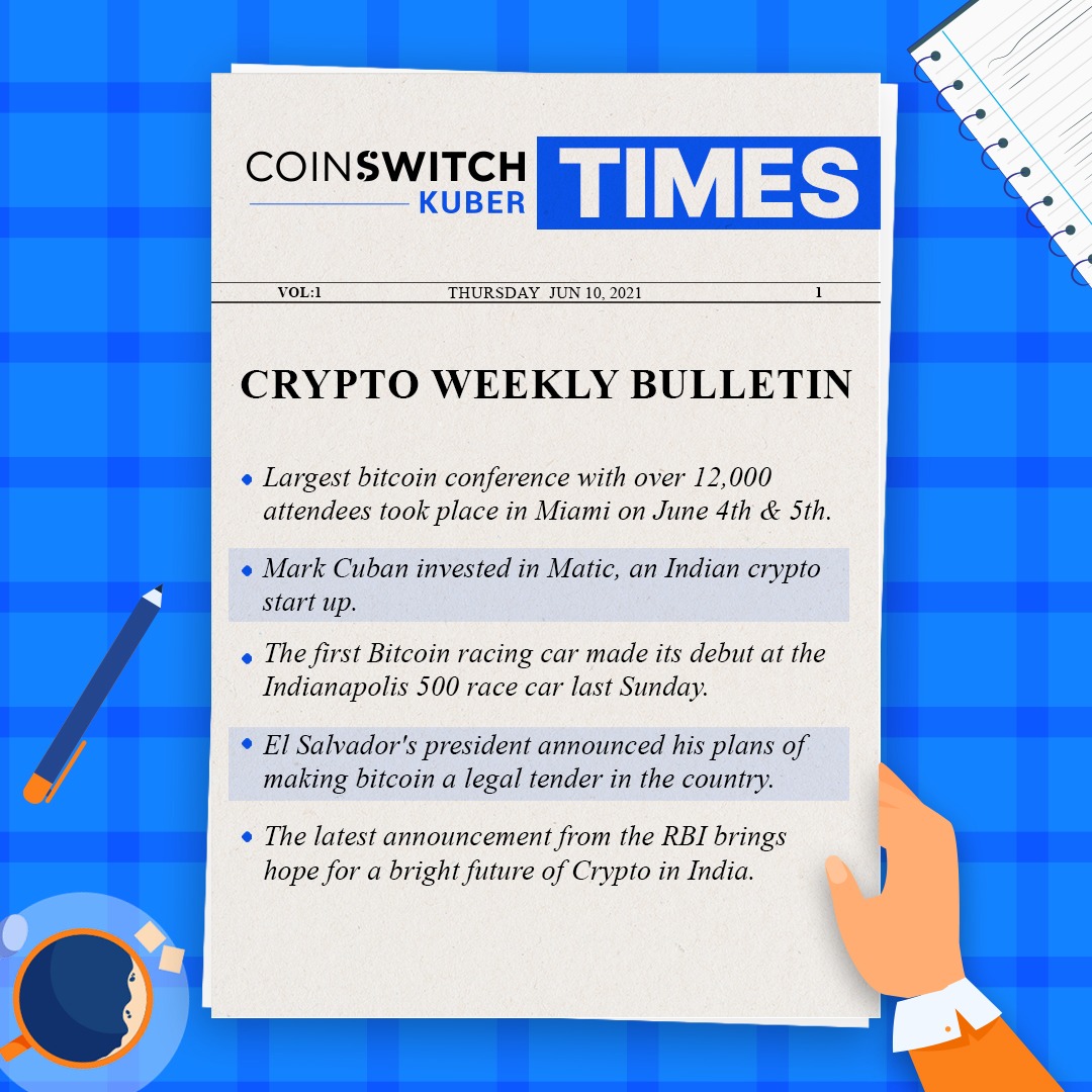 CoinSwitch's tweet photo. What's happening in the crypto world? 

CoinSwitch Kuber times - Your weekly crypto newspaper 

Stay up to date with our crypto news bytes.

#ApnaKuber #cryptocurrency https://t.co/Kpvk1YWac4