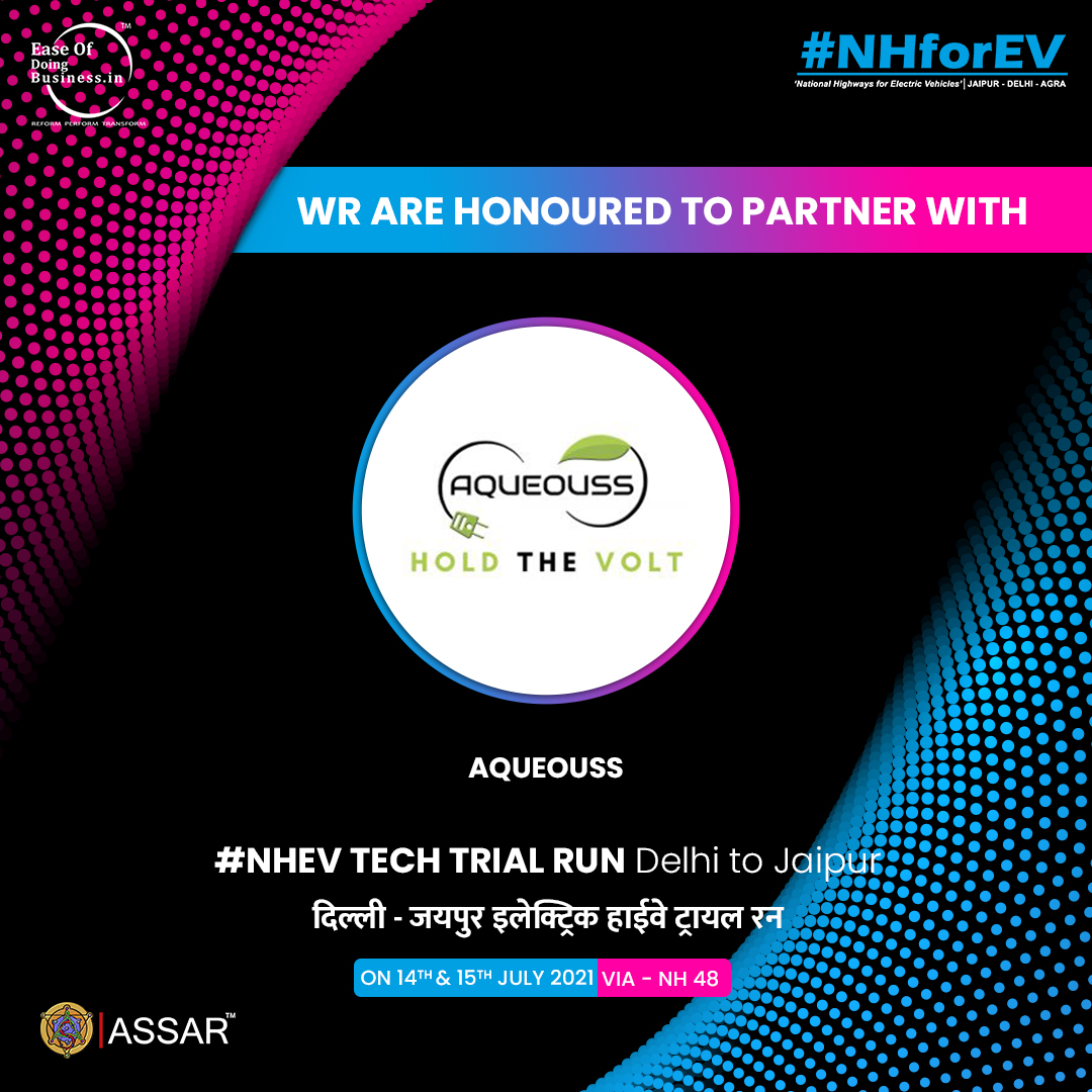 ASSAR_Networks's tweet photo. NHEV welcomes Aqueouss for the Tech Trial Run between Delhi and Jaipur on July 14.

#EHighway #Emobility #ECorridors #nhforev #nhev #emobility #electriccar #electricbuses #electricbike #ehighways #delhi #jaipur #indiagate #techtrialrun #electricmobility #india #run #solution https://t.co/vR0TapZZQv