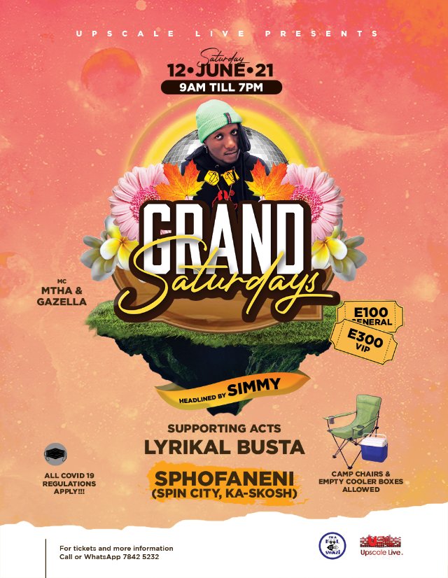 grandsaturdays's tweet photo. @Upscalelive_ presents #GrandSaturday 🥂🇸🇿 ft @LyrikalBusta a multi award winning musician from the Kingdom of ESWATINI, known to the public through chart topping hits like #DanceForMi, #Makoti tro mention but a few.
#tinitwitter https://t.co/kgHHhZ7B3P