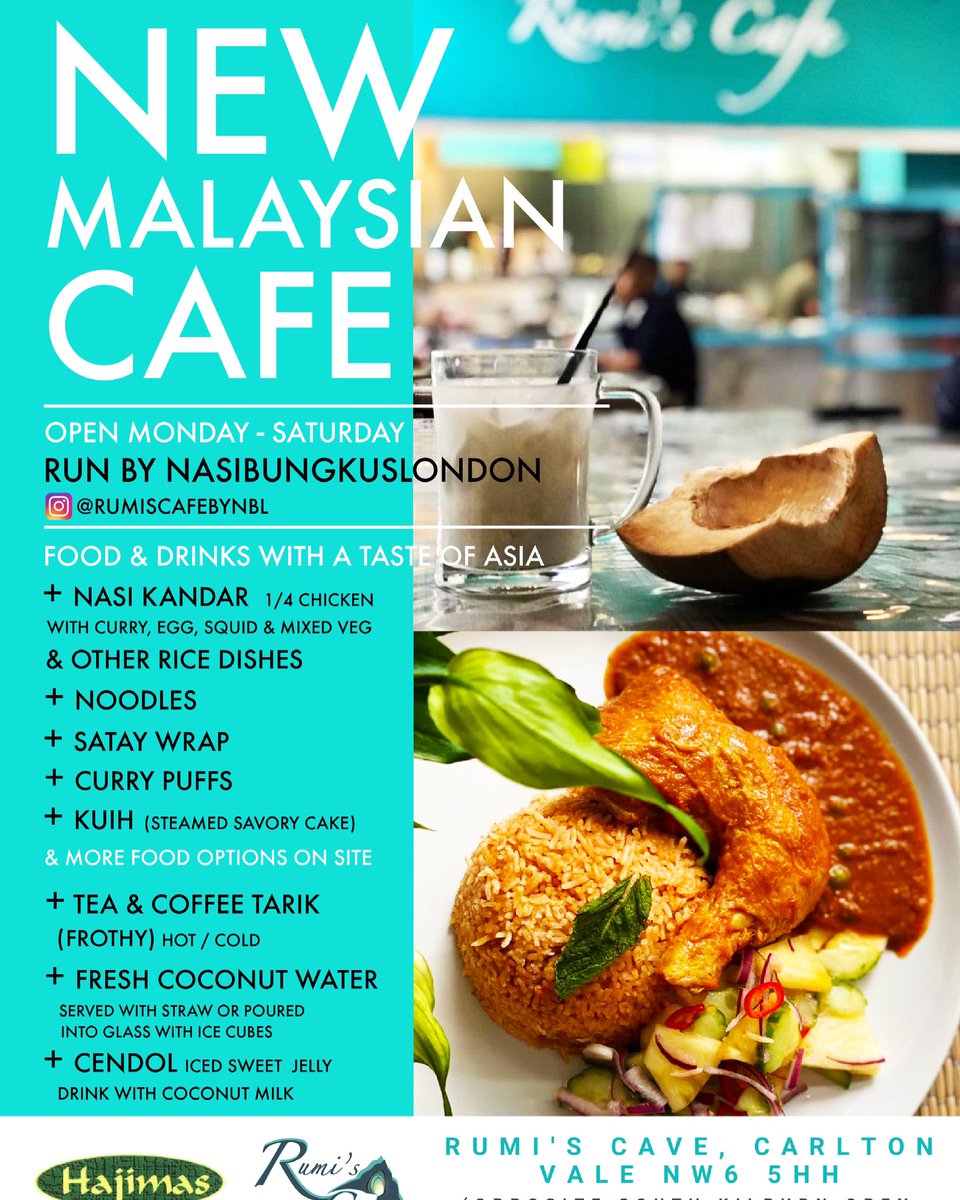 RumisCave's tweet photo. Come to our new Malaysian cafe run by Nasibungkuslondon. Enjoy the summer with these treats #malaysianfood #rumiscave #rumiscafe #foodie #summer #malay https://t.co/8iup9NacrZ