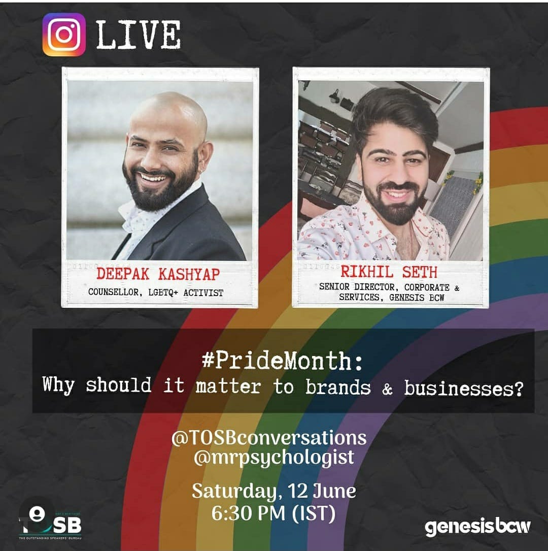 Rikhil Seth (@rikhilseth) on Twitter photo Why businesses must be a part of the conversation and how we can authentically bring the spirit of this month to our workplaces? Join me Live this Saturday with counsellor & #LGBTQ activist <a href="/DeepakKashyap86/">Deepak Kashyap</a> for #PrideMonth. Join us @TOSBConversations #ConversationsThatMatter Why businesses must be a part of the conversation and how we can authentically bring the spirit of this month to our workplaces? Join me Live this Saturday with counsellor & #LGBTQ activist <a href="/DeepakKashyap86/">Deepak Kashyap</a> for #PrideMonth. Join us @TOSBConversations #ConversationsThatMatter