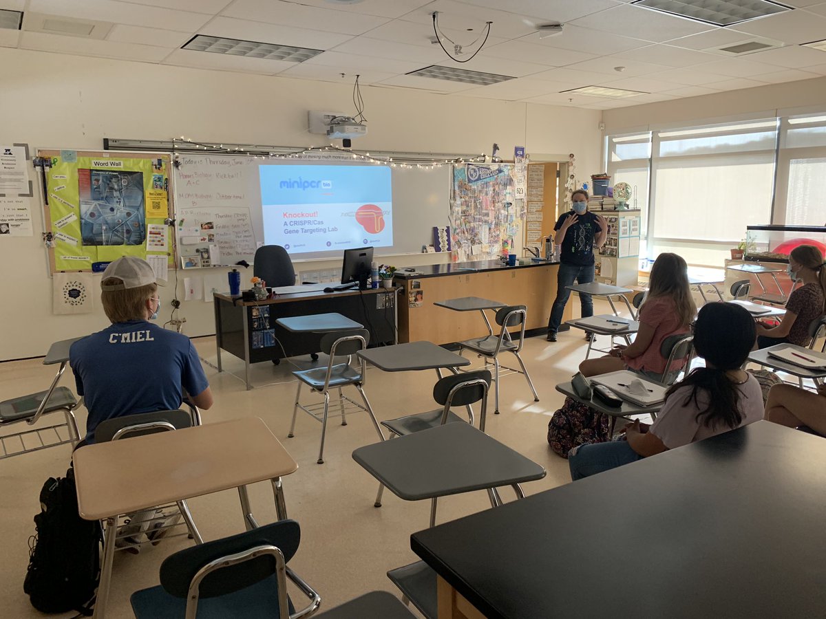 Miss_Leep's tweet photo. So excited to have Dr. Gleason from @miniPCR here to prep us for performing a CRISPR/Cas lab!! 🧬 @MassInsightEdu what a treat! Stay tuned for the lab next week! https://t.co/9vzftW5MQE