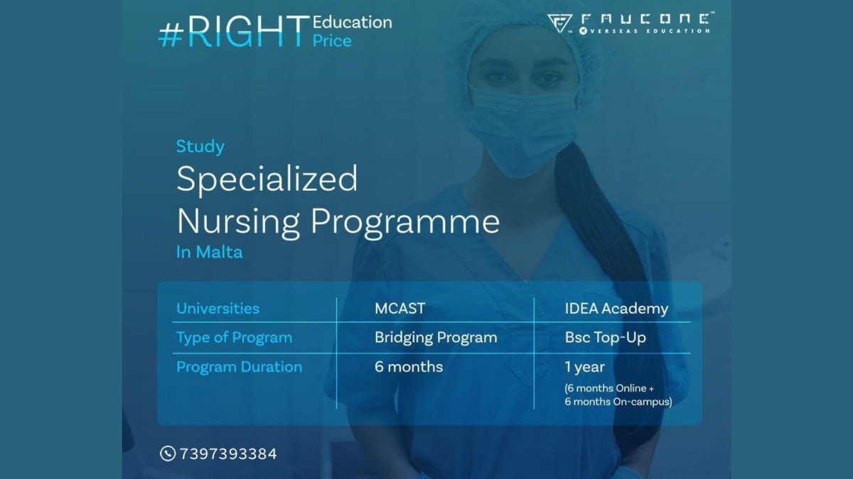 FauconeO's tweet photo. Nursing programs in Malta are  the most sought-after course with a high career scope. Interact with our counselors to know more.

Contact number:7010780053

#fauconeoverseas #students #abroad #abroadeducation #malta #specialized  #nursing #nursingprogramme  #admissionopen https://t.co/Y8i86YtTwn