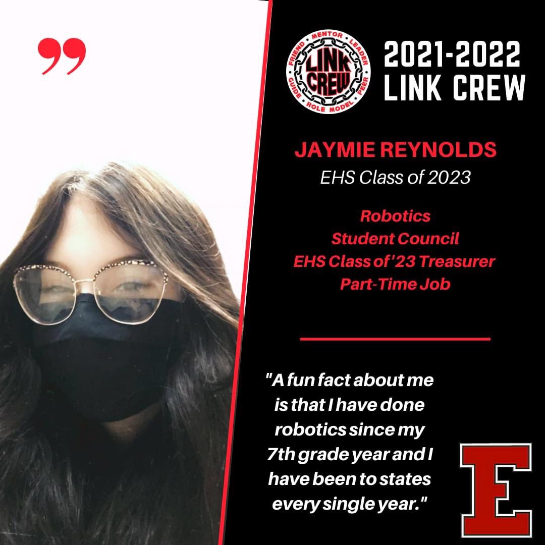 ElyriaLinkCrew's tweet image. Good luck on your final exams and final projects! Today we would like to introduce and celebrate 2021-2022 Link Leaders Jaymie Reynolds and Julia Reitz! Welcome back Julia and welcome to the crew, Jaymie! We can&apos;t wait to meet the EHS Class of 2025!