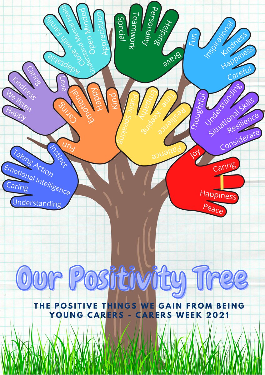 SuttonCarers's tweet photo. During our Chill & Learn and Peer Support Groups this week we created a 'Positivity Tree', where each 'leaf' features 5 positive things that our #YoungCarers and #YoungAdultCarers have gained from #caring.
#CarersWeek #WeSeeWeValue #SuttonCarers https://t.co/xB7Yy5xn2J