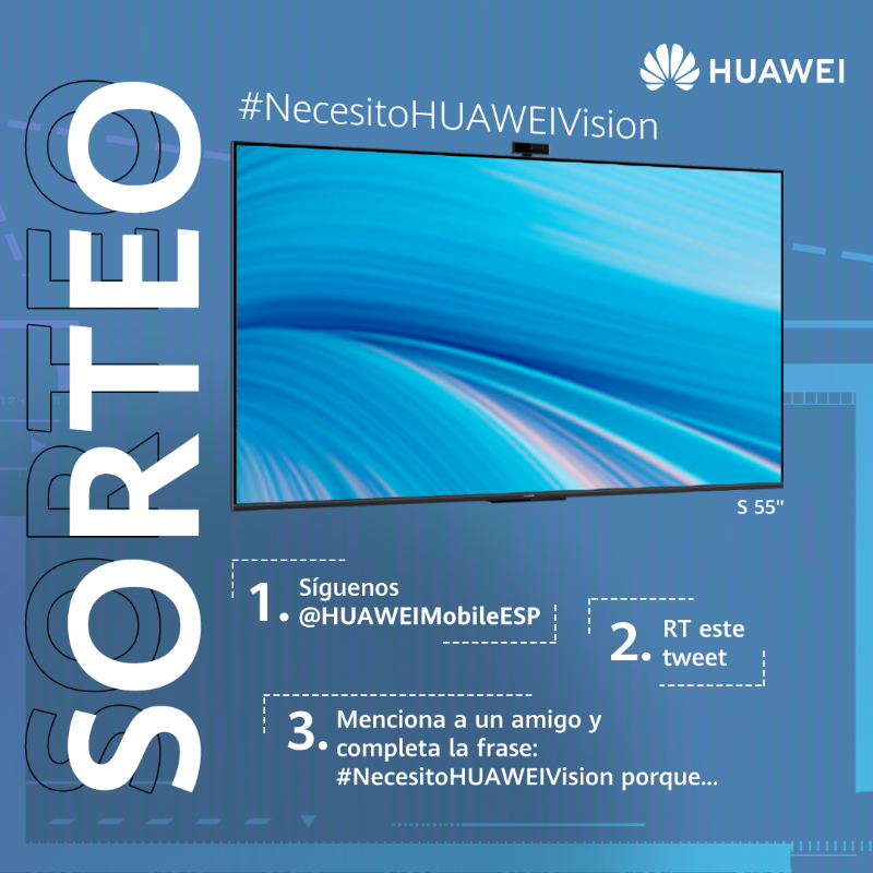 HuaweiMobileESP's tweet photo. 🙀 ¡SORTEAZO! 🚀 ¡Participa y llévate la nueva #HUAWEIVIsion con pantalla FullView 4K a 120Hz!

1️⃣ Sigue a @HUAWEIMobileESP 2️⃣ RT este tweet 3️⃣  Menciona a un amigo y completa la frase 👉🏻  #NecesitoHUAWEIVision porque...

⬇️¡No te lo pierdas!⬇️