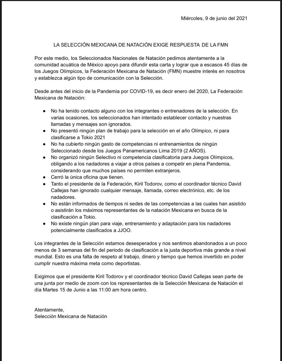 fergnzlz's tweet photo. Prepararse para unos Juegos Olímpicos no lleva unos meses o un año, te lleva toda una vida.
Después de más de 1 año de tanta incertidumbre; toda la pasión, sacrificio y esfuerzo invertido por atletas y entrenadores, de nuevo se ve truncado por las autoridades.
RT! Por favor https://t.co/4urw5mTxo4