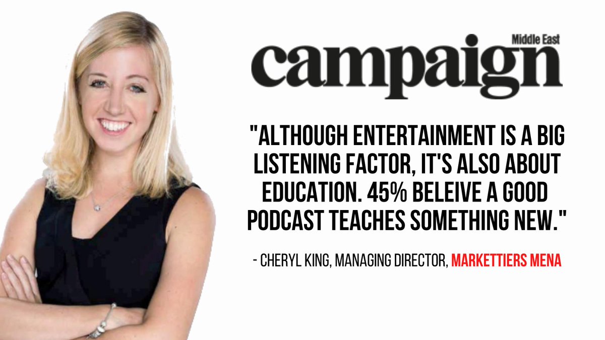 markettiers's tweet photo. Congratulations to @cherylking45 and our @markettiersME team for the feature in this month's @CampaignME!

The article delves into @4dc_uk's research on podcasting within the region, offering insights on content, listener habits, and strategies for brands.

#Podcast #MENA #Report https://t.co/H4GcsDNwbP