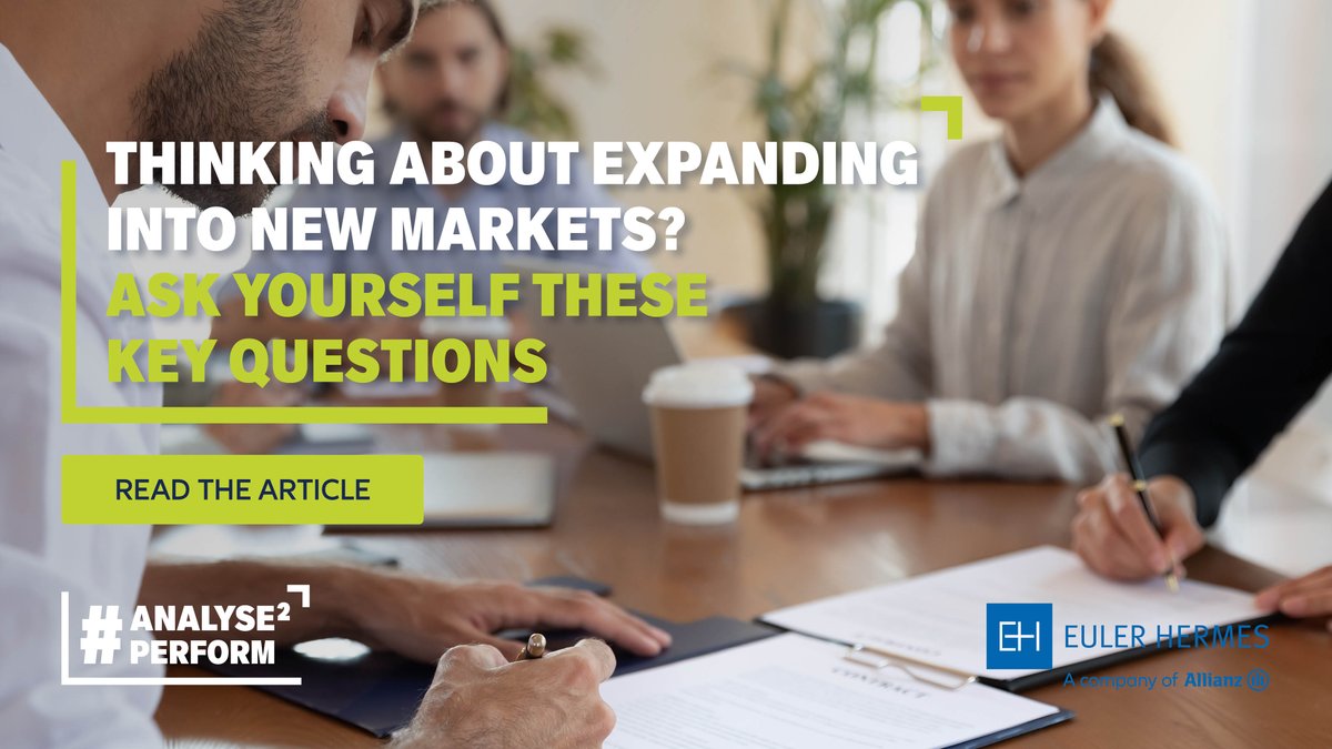 allianztrade's tweet image. If you’re thinking about expanding into new markets, you’ll need to gather the right information. Check out the key questions you should answer before considering any business expansion: ow.ly/Dvjk50F78Iq

#Analyse2Perform #finance #business