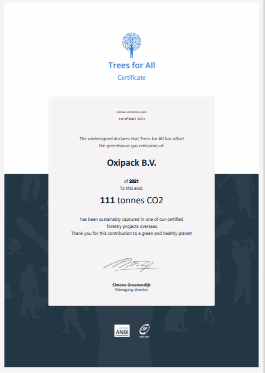 Oxipack's tweet photo. We are happy to announce that our carbon footprint for 2020 is fully compensated through our partnership with Trees for All. 🌳♻️ https://t.co/8feAS49eph