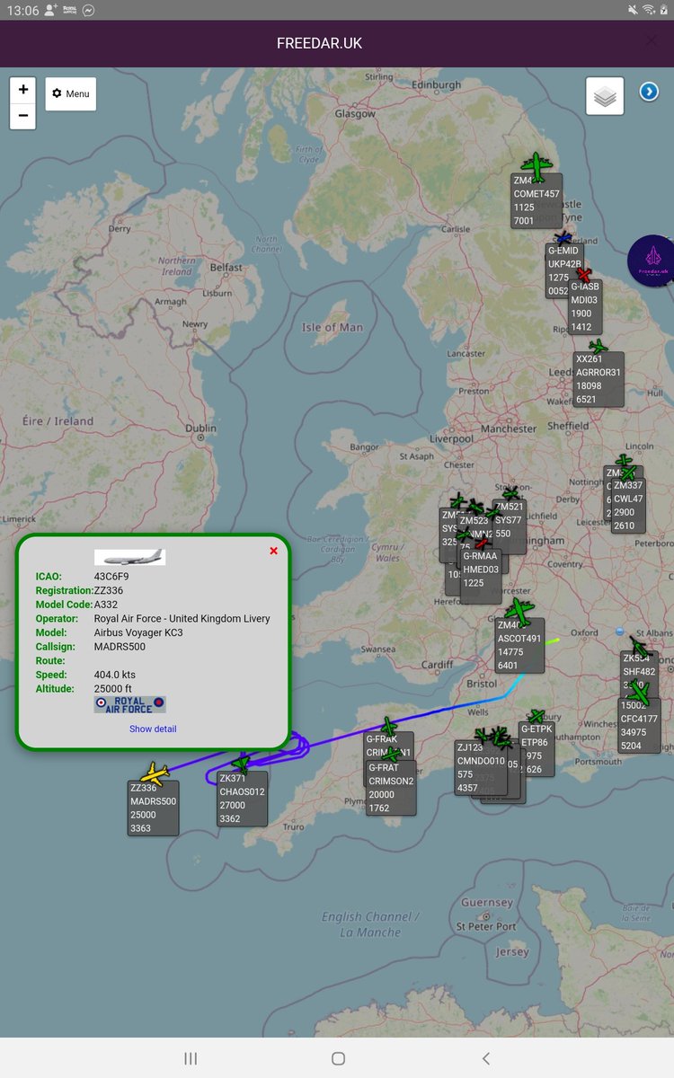 freedar_uk's tweet photo. And your lunchtime entertainment today #G7 is, @AirTanker #ZZ336 #10squadron and @eurofighter #ZK371 #3squadron #CHAOS012 with #CHAOS011

@RAFBrizeNorton @RAFConingsby @EGXCinfo @air_intel @AirAssets @DefenceSenseUK https://t.co/iVCrJXWdLY