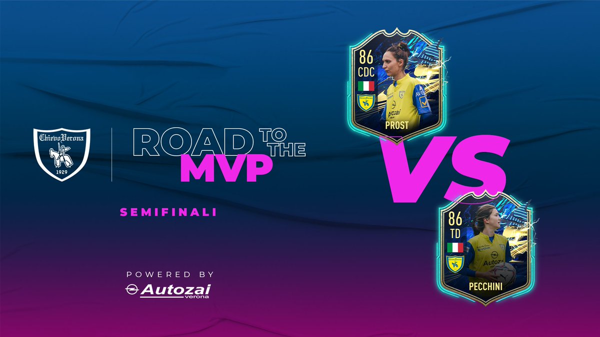 ChievoWomen's tweet photo. 🛣 ROAD TO... Autozai Verona 𝐌𝐕𝐏 𝐨𝐟 𝐭𝐡𝐞 𝐘𝐞𝐚𝐫❗️ 👑

 Round 3️⃣: Eleonora #Prost 🆚 Alessia #Pecchini ‼️

Esprimi la tua preferenza nel sondaggio qui sotto, oppure recati sul nostro profilo Instagram e vota attraverso le Stories! 🗳️💛💙 https://t.co/D0Yo12OYW7