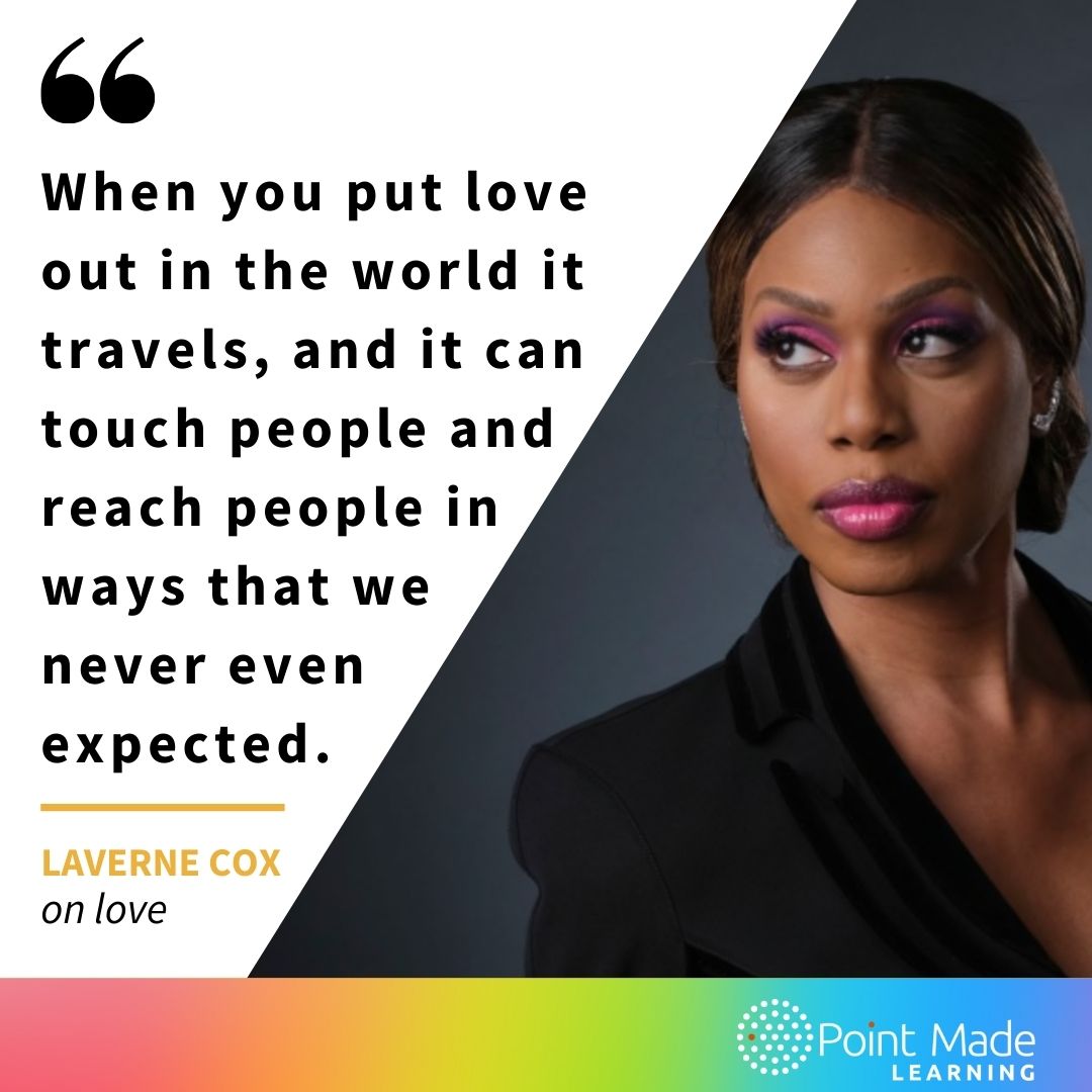 Point Made Learning (@pm_learn) on Twitter photo Don't underestimate the power of love! Education and equitable, inclusive legislation are essential. But love is also necessary. Thank you, <a href="/Lavernecox/">Laverne Cox</a> , for being a beacon in what often is a dark world. What can you do today to spread a little love?
#Pride #Love #ThePowerrofLove Don't underestimate the power of love! Education and equitable, inclusive legislation are essential. But love is also necessary. Thank you, <a href="/Lavernecox/">Laverne Cox</a> , for being a beacon in what often is a dark world. What can you do today to spread a little love?
#Pride #Love #ThePowerrofLove