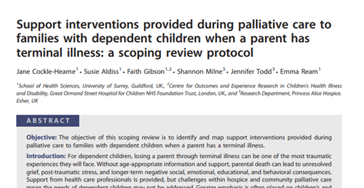 Delighted to share our scoping review protocol paper published this week <a href="/JBIEBHC/">JBI</a>. Great working with the team on this <a href="/healthscisurrey/">Health Sciences Surrey</a> and <a href="/PAHospice/">Princess Alice Hospice</a>. It will provide much-needed guidance. Read the #JBIES article here: journals.lww.com/jbisrir/Abstra…