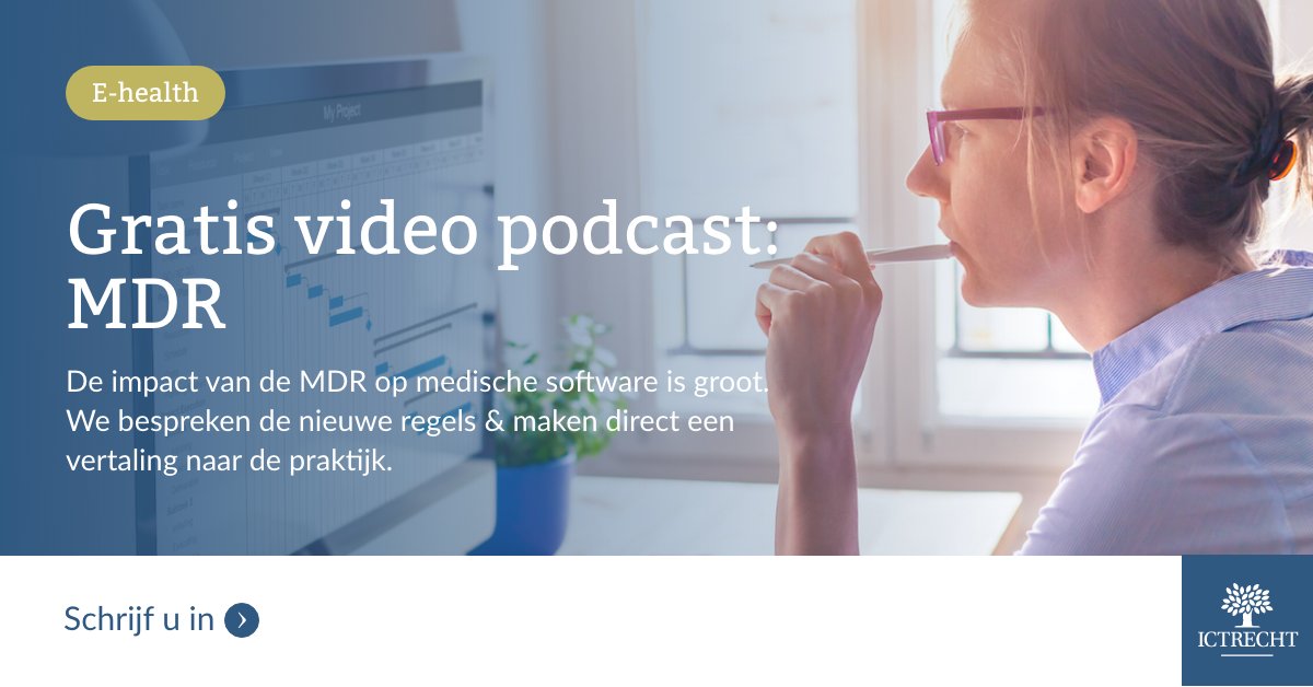 ictrecht's tweet photo. In onze gratis video podcast ‘MDR’ staat de nieuwe wetgeving over medische hulpmiddelen centraal. We bespreken de regels waar u als zorginstelling aan moet voldoen bij gebruik of ontwikkeling van medische hulpmiddelen: https://t.co/ctvDoMk60S https://t.co/tfUwtPZxpL