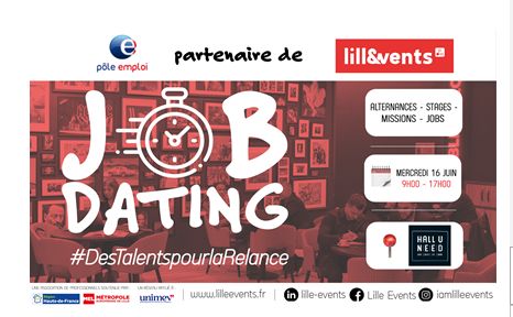 #TousMobilises #AvecPoleEmploiLomme: Pour accompagner la reprise des activités événementielles,  Lille Events organise, avec les pôle emploi de Lomme/La Madeleine, le mercredi 16  juin, un jobdating dédié aux secteurs de l’événementiel et du tourisme d’affaires chez Hall U Need.