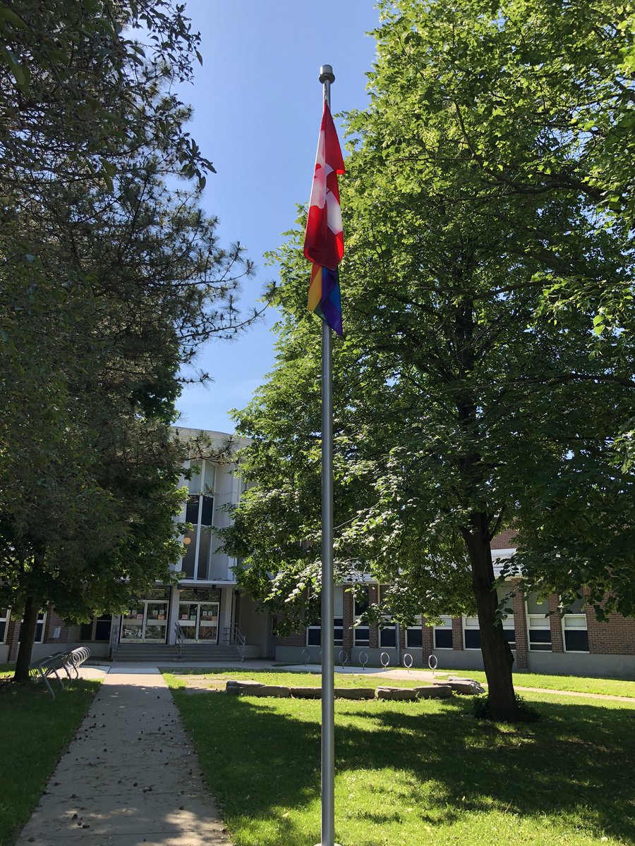 Our Pride Flag is up and we are celebrating #LGBTQ2S+ students. The flag reminds us that schools are safe spaces for everyone. #Pride2021