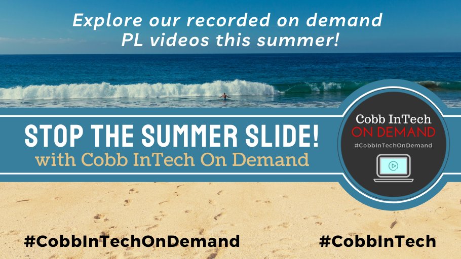 CobbInTech's tweet photo. Stop the summer slide with quick #CobbInTechOnDemand PL that can be done anytime, anywhere!
Visit the #CobbInTech Professional Learning Site to check out your on demand options!
https://t.co/LMw7I0pHw5
⭐@CobbSchools access only⭐ https://t.co/45gH727HvC