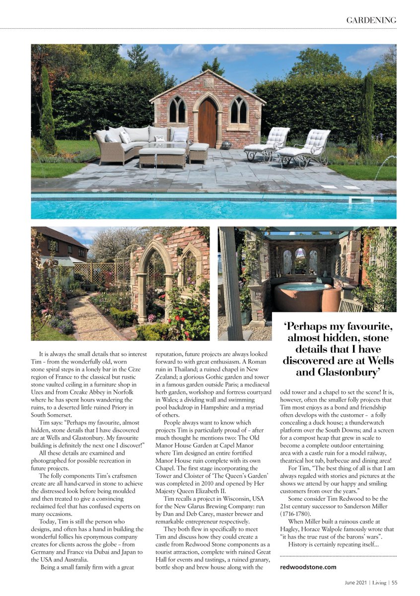 RedwoodStone's tweet photo. Great detail in @EssexLivingMag covering my inspiration & the eclectic nature of our Follies.
@MulberryEngland
@MoulinJaune
#gothicfolly #gardenruin #gothicwindows #RHSChelsea #RHSHampton #loveyourgarden #bbcgardenersworld #gardendesign #landscapedesign #redwoodstone https://t.co/og0eRkSDCH