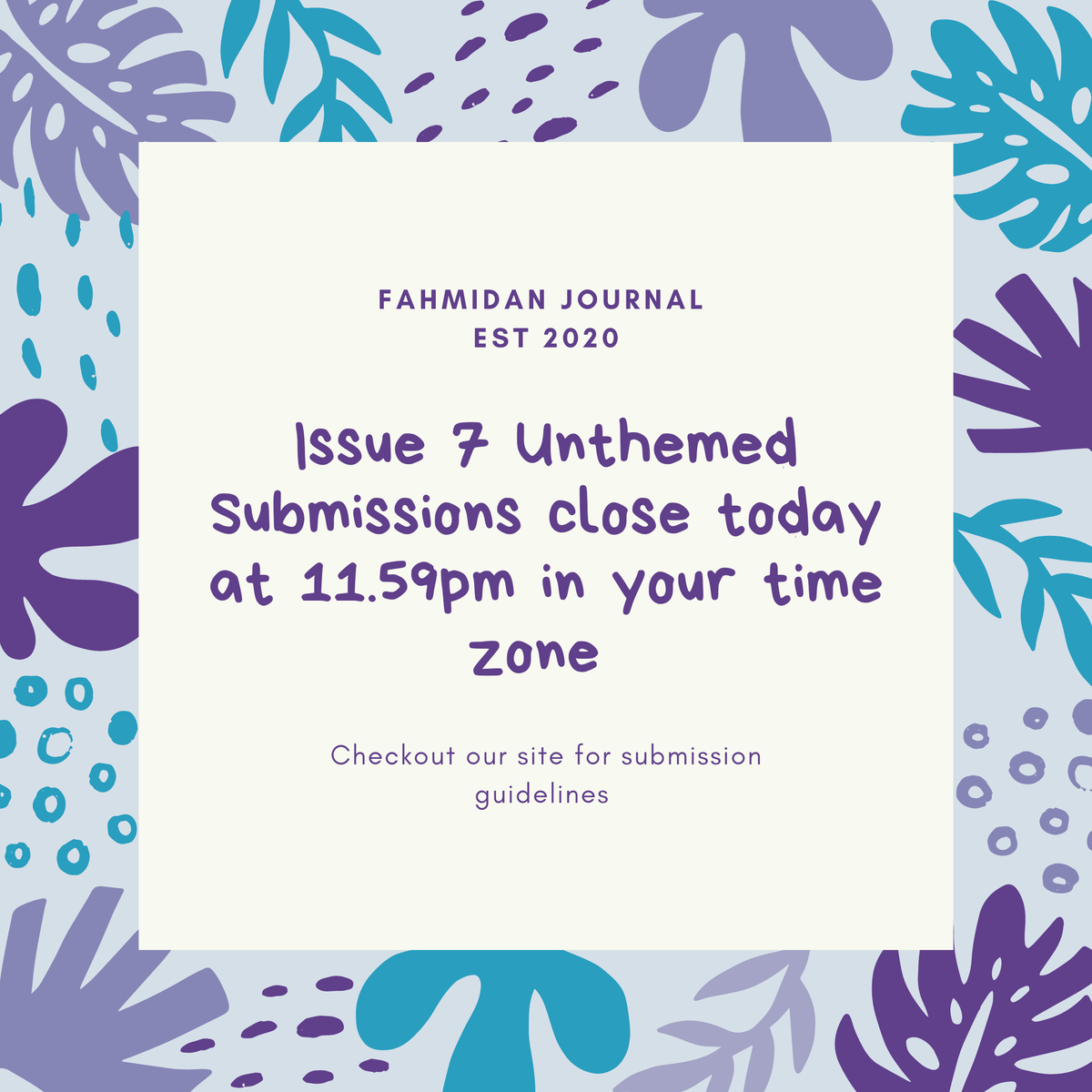 Fahmidan Journal- Journal Issue 26 SUBS OPEN tweet media