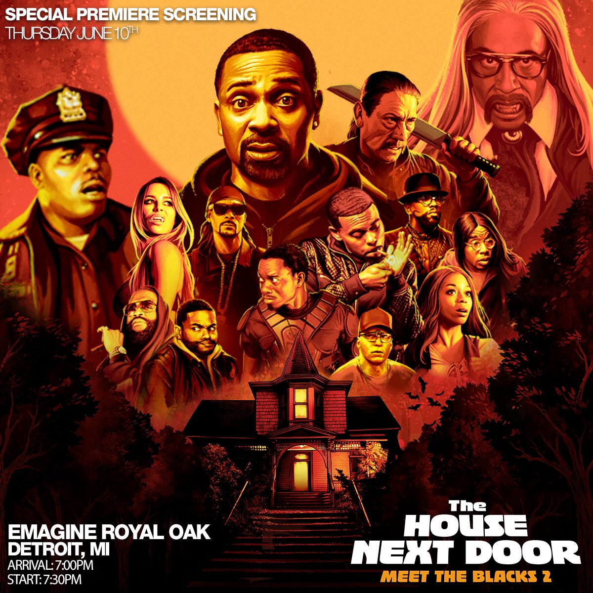 MeettheBlacks's tweet photo. **TONIGHT** Special Premiere Screening of The House Next Door | MTB2 in **#DETROIT** 🔥🔥🔥 #meettheblacks2 #THND 

🎥 Detroit showing: arrival time 7:00pm at @EmagineTheatres Royal Oak — hosted by @HaHaDavis https://t.co/uVatFJEHAh
