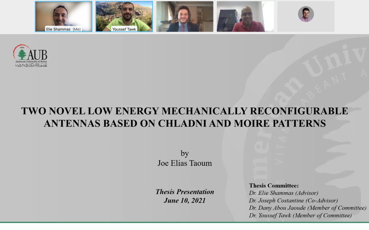 Joe successfully defended his Masters on Innovative Reconfigurable Antennas! Congratulation. <a href="/costantinejoe/">Joseph Costantine</a>
