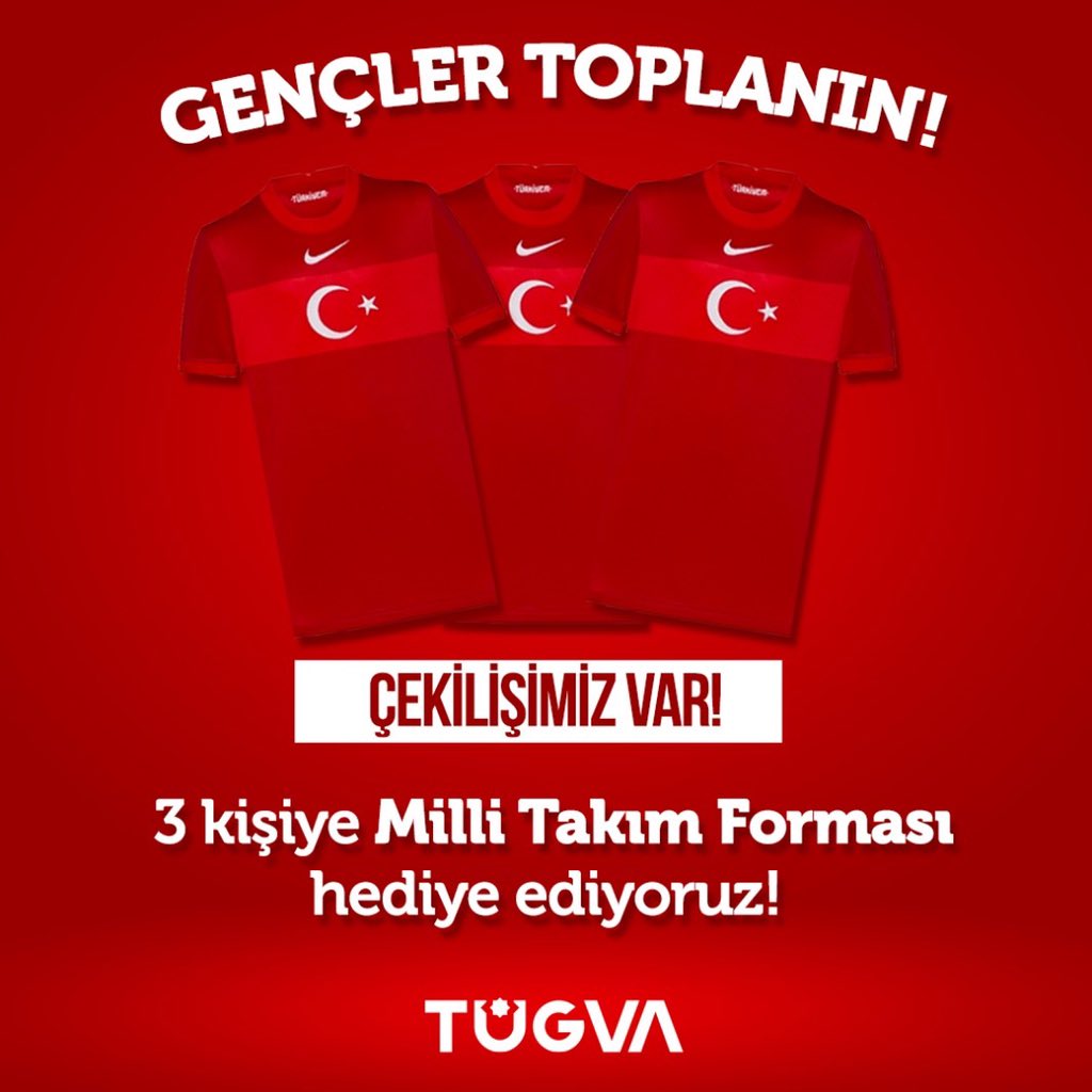 Gençler size sürprizim var❗️

3 kardeşimize A Milli Futbol Takımımızın lisanslı formasını hediye ediyoruz. Yapman gerekenler;

📌Bu tweeti RT yap
📌Hesabımızı takip et
📌Yorum kısmına 3 arkadaşını etiketleyerek heyecanını paylaş
Kazanan gençlerimizden biri ol😎
#BizimÇocuklar