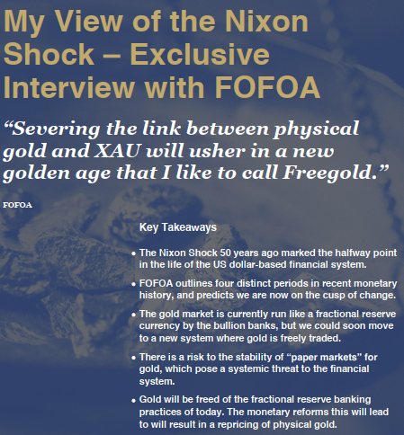 IGWTreport's tweet photo. #IGWT2021
Today we present our exclusive interview with FOFOA under the title “My View of the Nixon Shock”. Learn all about the history and facts behind it by reading the article. It can be found in the current IGWT report here:

https://t.co/Dk7W3vP6qo

https://t.co/MUASSwvMBg https://t.co/9gokQL9Xbx