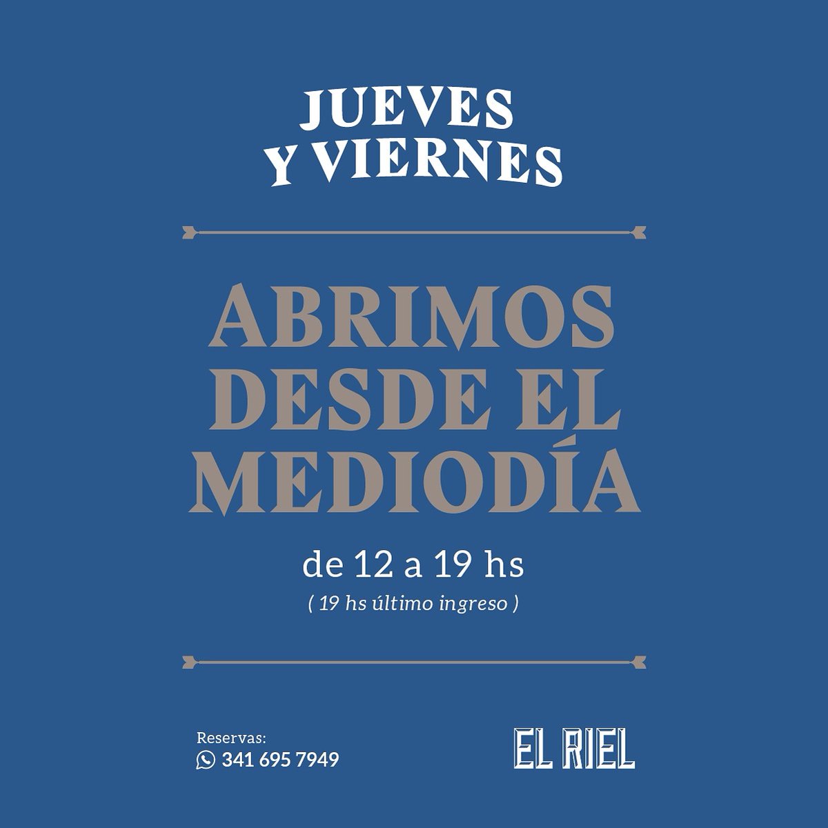 ¡Buenas noticias! 
Jueves y Viernes abrimos desde el mediodía 🕛