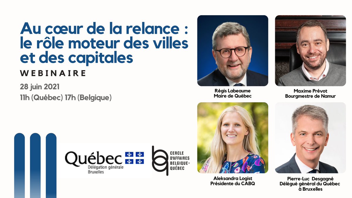 Notre « Série #Relance » se poursuit en force avec un second webinaire sur le rôle des #villes avec le bourgmestre de Namur, Maxime Prévot, et le maire de Québec, Régis Labeaume.
Inscriptions ➡️ bit.ly/3pFPyzd
#entreprises #capitales #budgets #innovations #regardscroisés