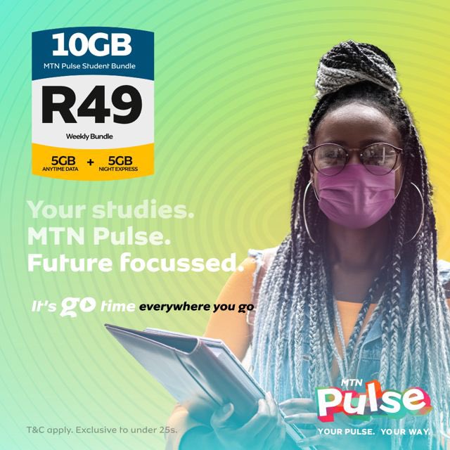 Stay on track with your studies & crush your June exams with an #MTNPulse Student Bundle for only R49. Switch to MTN & dial *411# to join #MTNPulse for discounted data offers and dope experiences for under 25s. #MTNPulse #everywhereyougo