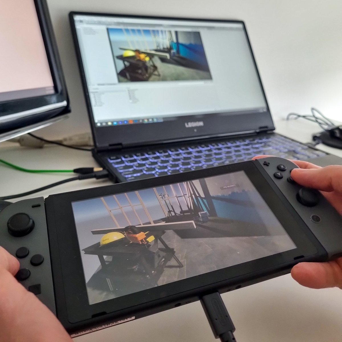 abthoclo's tweet photo. We got our #Switch dev kits last week and we're still so excited that our game will be releasing on this beautiful handheld console #IndieGameDev #gamedev https://t.co/n48svF8oGT