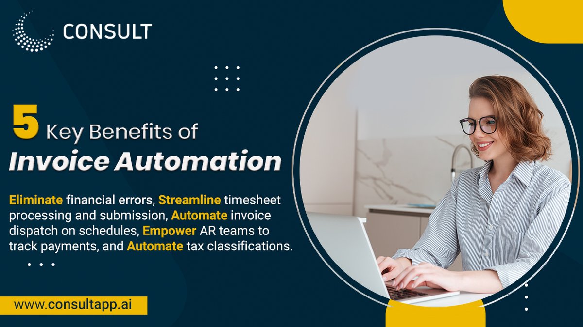 5 major advantages of using invoice automation software. Invoice automation software offers several advantages consultapp.ai/pricing

#invoiceautomation #automationsolutions #invoicingsoftware #invoicingapp #atkku #consult #payrollsoftware #quickbooksonline #itstaffing