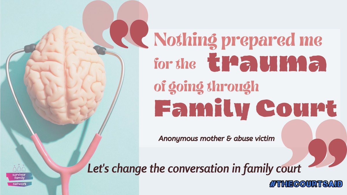 Are you a mother in England or Wales who has been in #familycourt? Did you experience domestic abuse? If so, we would love to hear from you! 
Please fill in this short, anonymous survey looking at health impacts on mothers in family court.
Please RT :)
thecourtsaid.survey.fm/health-impacts…