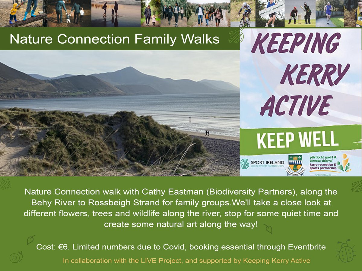 EcomuseumsLive's tweet photo. This Sat, 12th June,10am-12pm, Cathy Eastman (Biodiversity Partners), is running a Nature Connection Walk, for families of all ages, along the Behy river to Rossbeigh Strand. €6 per person, booking essential
https://t.co/E7NWc2VZJb...
#KeepingKerryActive #Glenbeigh #FamilyWalks https://t.co/rLl5ye6AZ4