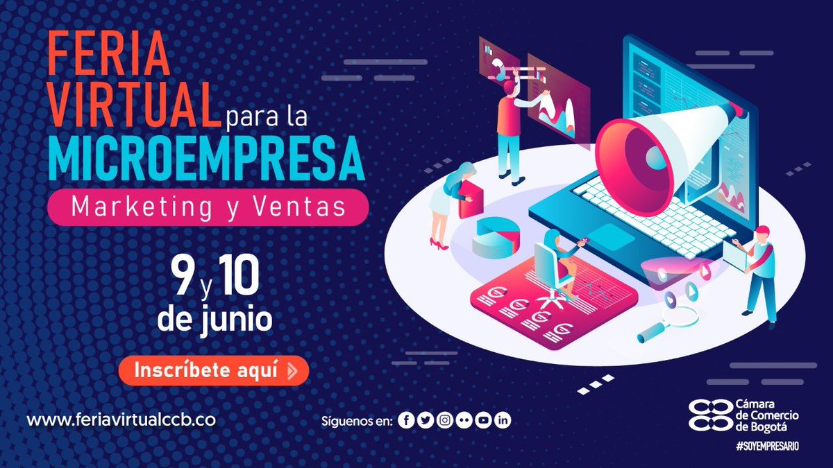 #FeriaVirtualCCB | ¡La Feria Virtual Para la Microempresa continúa! La <a href="/camaracomerbog/">Cámara de Comercio de Bogotá</a> invita a participar en el segundo día del evento para que sigan aprendiendo e incursionando en el campo del Marketing y Ventas de la mano de expertos. Inscríbase ya en: feriavirtualccb.co