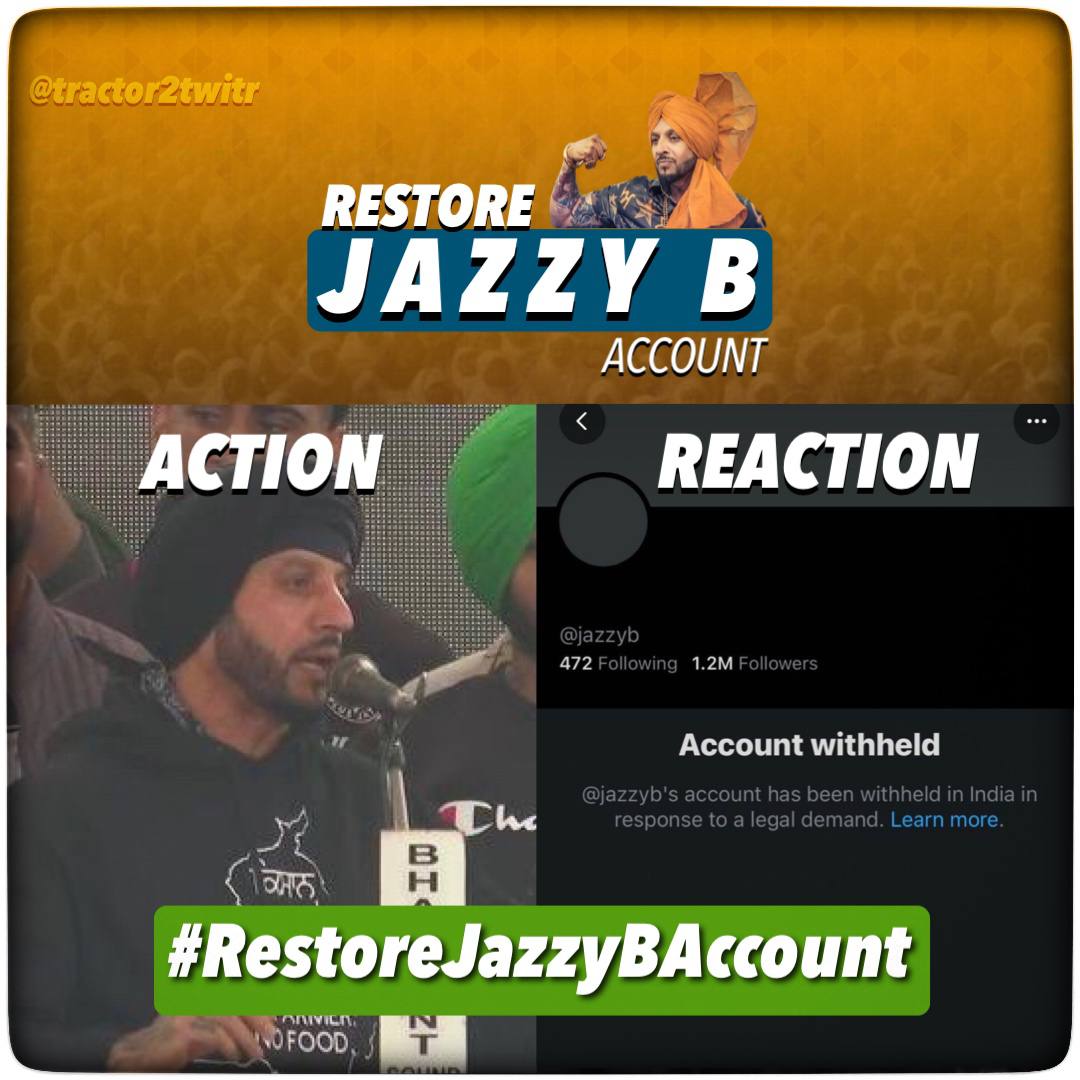 AbhimanyuLochab's tweet photo. Indian Government is shamelessly suppressing our voices
#RestoreJazzyBAccount https://t.co/Oc6DpWgVyc