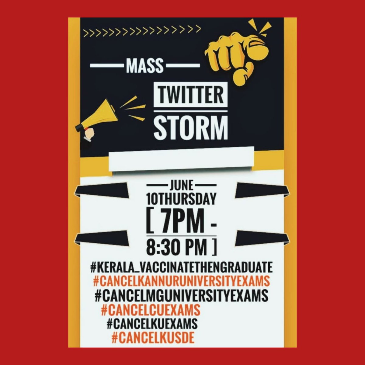 TSathyanandan's tweet photo. #Kerala_VaccinatethenGraduate
#CancelAllKeralaUniversityExams
#CancelKannurUniversityExams
#CancelKUSDExams
#CancelMgUExams
#CancelCUExams
#CancelKUExams https://t.co/LxN3SQh47T