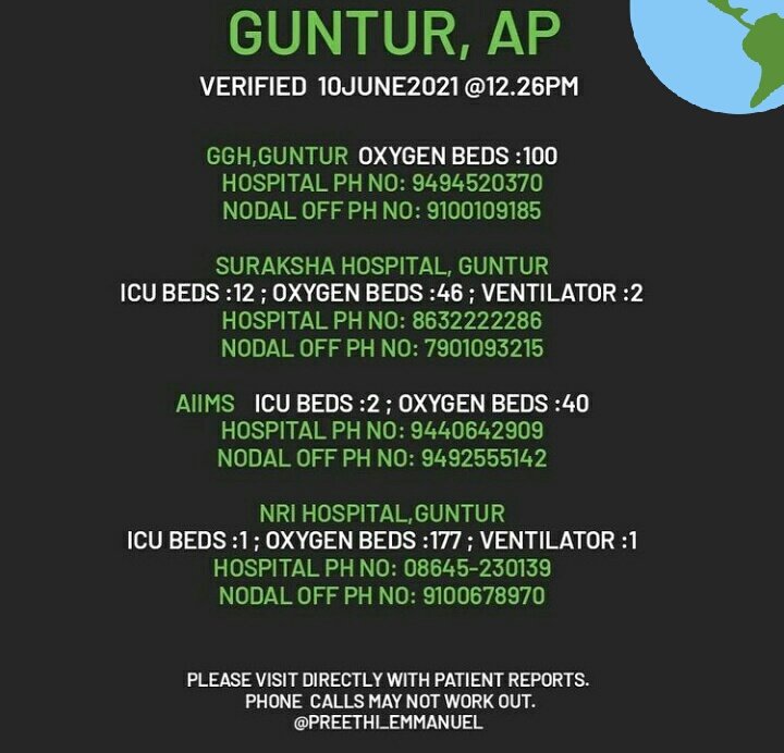 gounder_ramya's tweet photo. #Guntur 1 
#Beds Update 
#COVID19  #COVIDSecondWave 
#COVIDEmergencyIndia 
#CovidResources https://t.co/e6Dvd9mTSY
